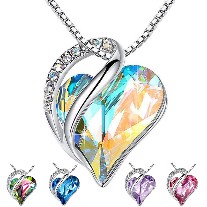 Sliver Heart Shaped Geometric Necklace Valentine's Day Gift