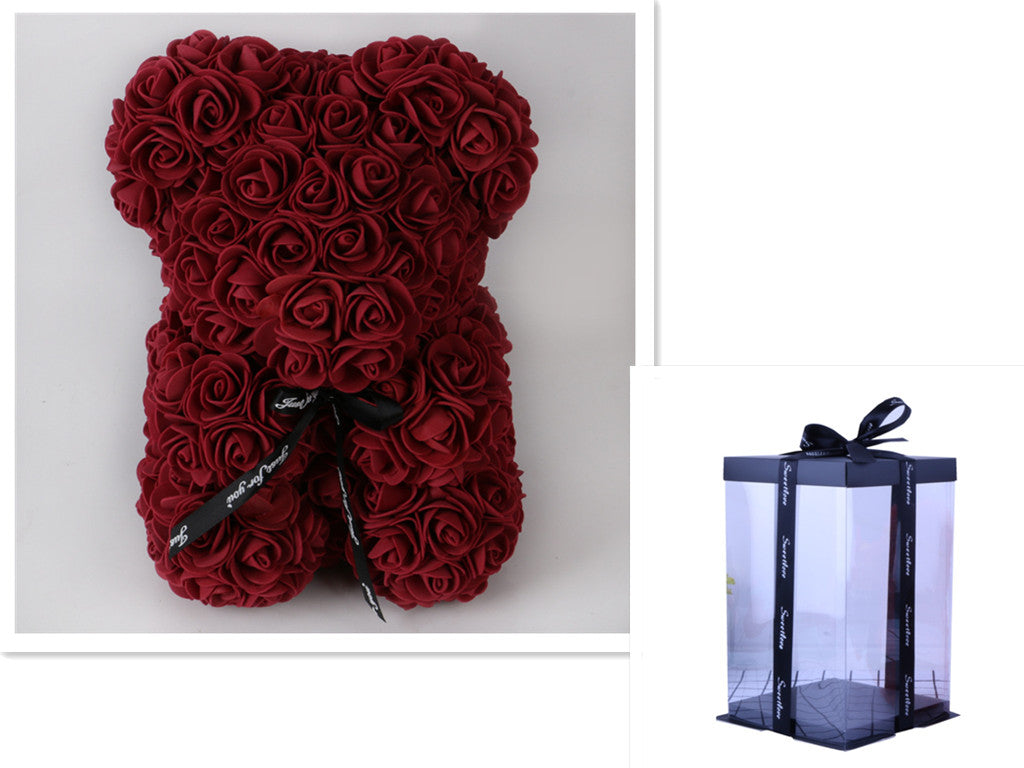 Valentine's Day Special: 25cm Rose Teddy Bear - Eternal Flower Gift with PE Foam - Romantic Valentine's Day Surprise