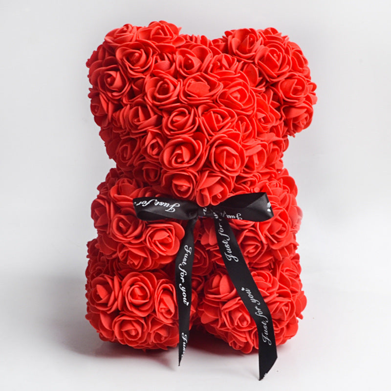 Valentine's Day Special: 25cm Rose Teddy Bear - Eternal Flower Gift with PE Foam - Romantic Valentine's Day Surprise