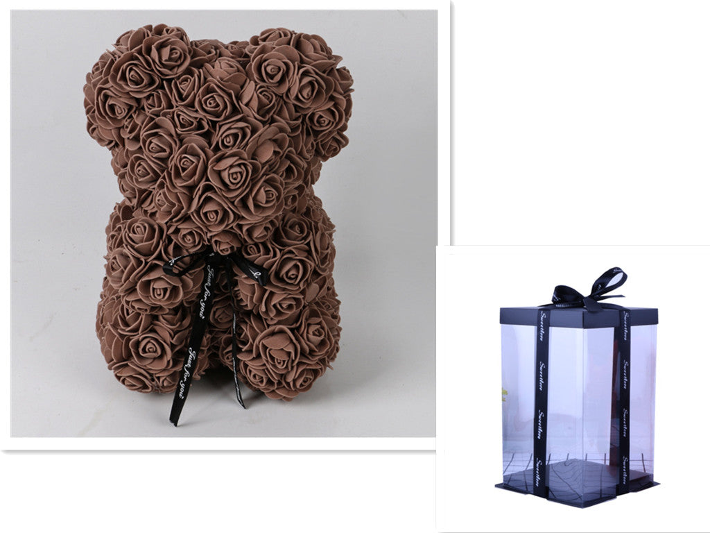 Valentine's Day Special: 25cm Rose Teddy Bear - Eternal Flower Gift with PE Foam - Romantic Valentine's Day Surprise