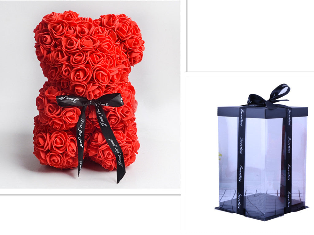 Valentine's Day Special: 25cm Rose Teddy Bear - Eternal Flower Gift with PE Foam - Romantic Valentine's Day Surprise