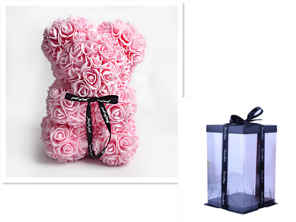 Valentine's Day Special: 25cm Rose Teddy Bear - Eternal Flower Gift with PE Foam - Romantic Valentine's Day Surprise