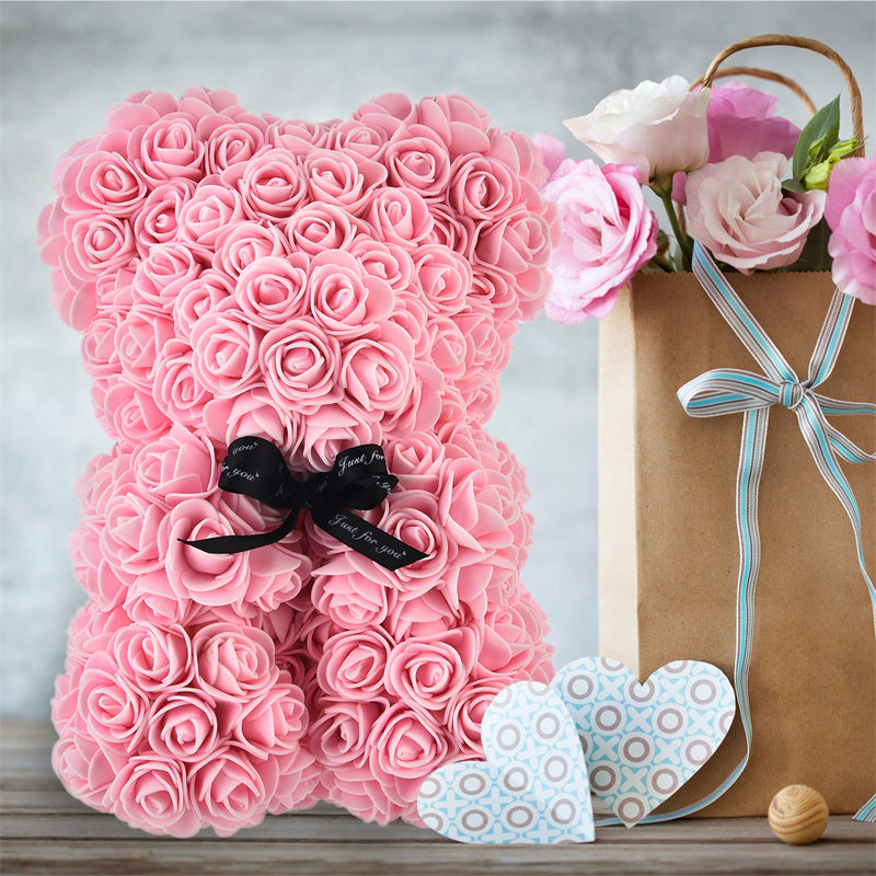 Valentine's Day Special: 25cm Rose Teddy Bear - Eternal Flower Gift with PE Foam - Romantic Valentine's Day Surprise