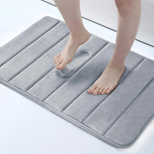 Homaxy Absorbent Bath Mat Non-Slip Bathroom Rug Soft Memory Foam Kitchen Floor Carpet Velvet Bathroom Carpet Home Decor Foot Mat