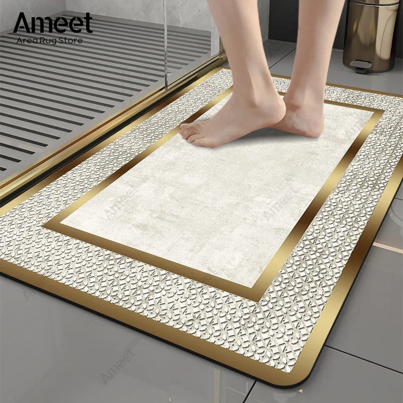 Super Non-slip Bathroom Carpet Water Absorbent Golden Rug Luxury Kitchen Rug Small Bath Mat Home Decorations Entrance Doormat