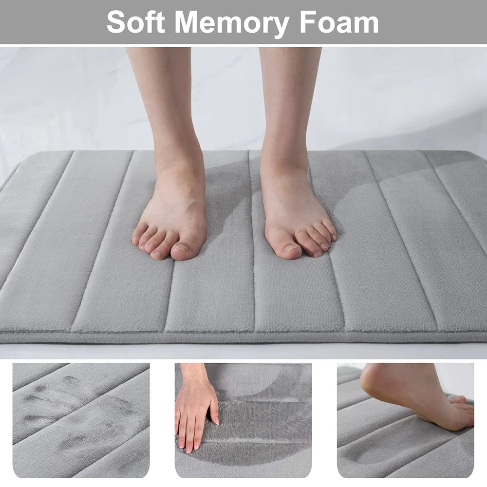 Homaxy Absorbent Bath Mat Non-Slip Bathroom Rug Soft Memory Foam Kitchen Floor Carpet Velvet Bathroom Carpet Home Decor Foot Mat