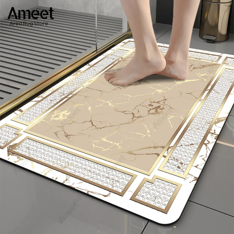 Super Non-slip Bathroom Carpet Water Absorbent Golden Rug Luxury Kitchen Rug Small Bath Mat Home Decorations Entrance Doormat