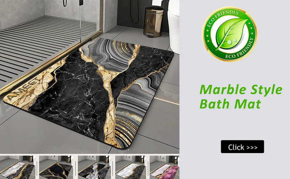 Super Absorbent Bathroom Rug Shower Fast Drying Diatomaceous Earth Mat Black Yellow Decoration Luxury Carpet Anti-slip Bath Mat