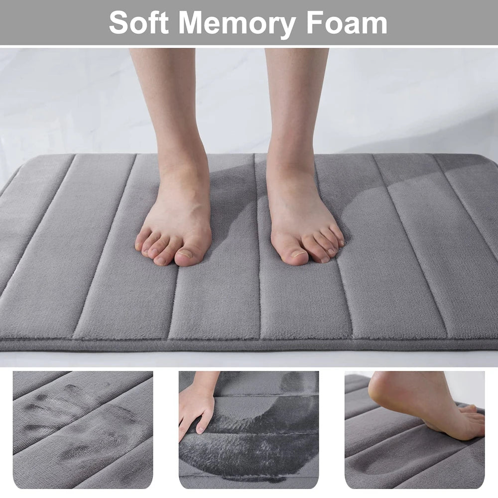 Homaxy Absorbent Bath Mat Non-Slip Bathroom Rug Soft Memory Foam Kitchen Floor Carpet Velvet Bathroom Carpet Home Decor Foot Mat