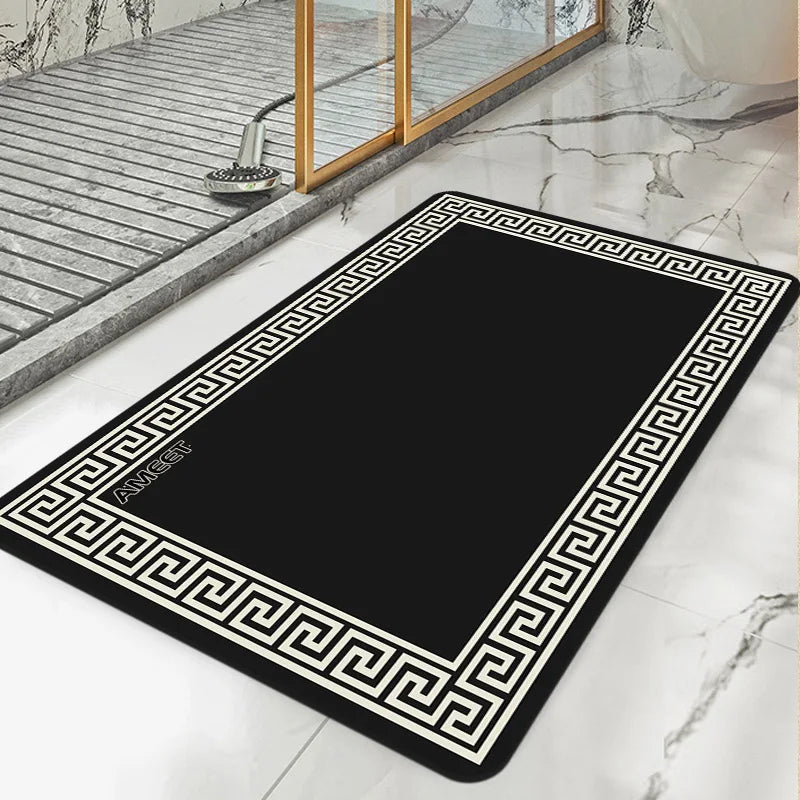 Super Absorbent Bathroom Rug Shower Fast Drying Diatomaceous Earth Mat Black Yellow Decoration Luxury Carpet Anti-slip Bath Mat