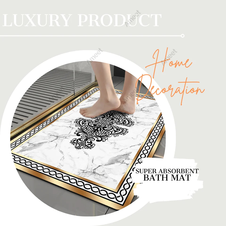 Super Non-slip Bathroom Carpet Water Absorbent Golden Rug Luxury Kitchen Rug Small Bath Mat Home Decorations Entrance Doormat