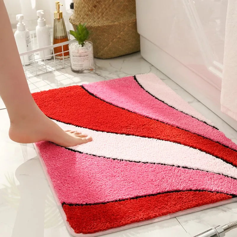 Inyahome Luxury Plush Bathmat Super Soft Microfiber Decoration Mats Water Absorption Bath Rug Super Cozy Quick Dry Floor Mats