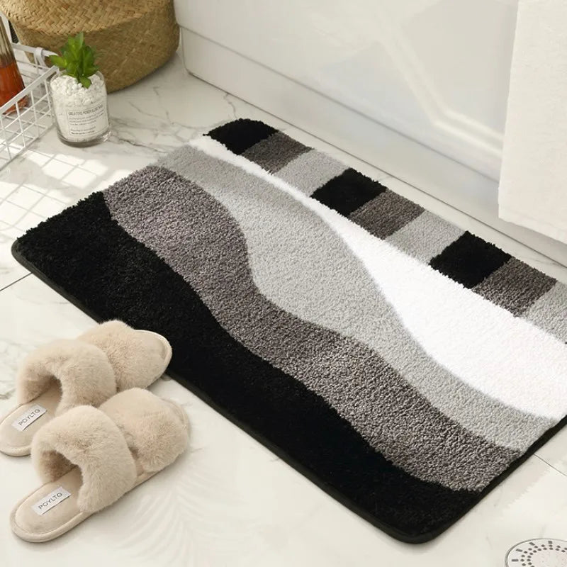 Inyahome Luxury Plush Bathmat Super Soft Microfiber Decoration Mats Water Absorption Bath Rug Super Cozy Quick Dry Floor Mats