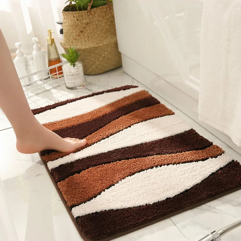 Inyahome Luxury Plush Bathmat Super Soft Microfiber Decoration Mats Water Absorption Bath Rug Super Cozy Quick Dry Floor Mats