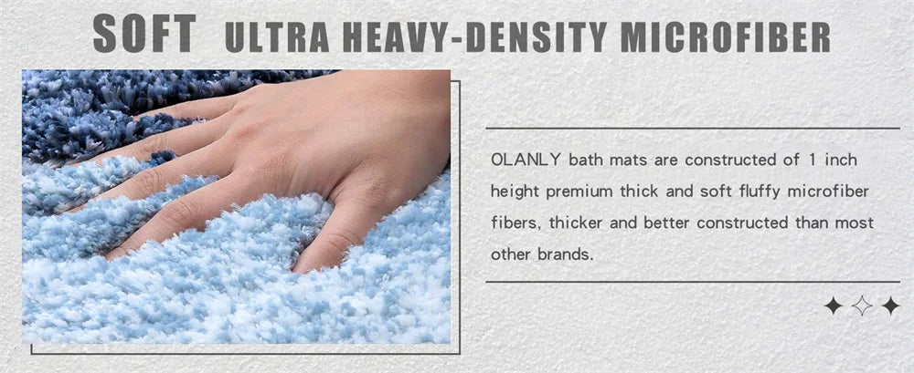 Olanly Luxury Bathroom Rug Soft Foot Mat Absorbent Microfiber Bath Rugs Non-Slip Plush Carpet Wash Dry Bath Mat For Floor Shower