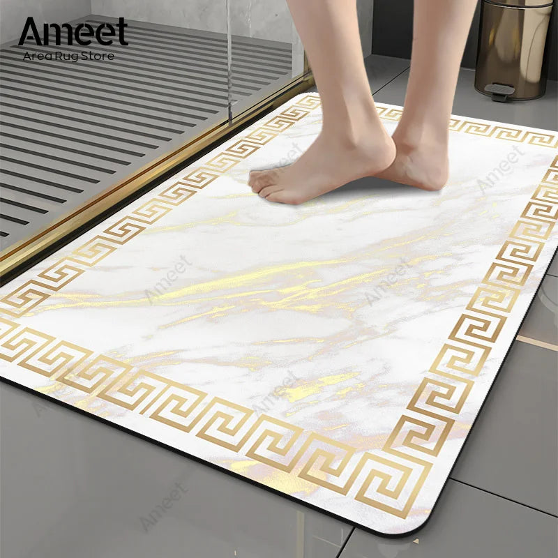 Super Non-slip Bathroom Carpet Water Absorbent Golden Rug Luxury Kitchen Rug Small Bath Mat Home Decorations Entrance Doormat