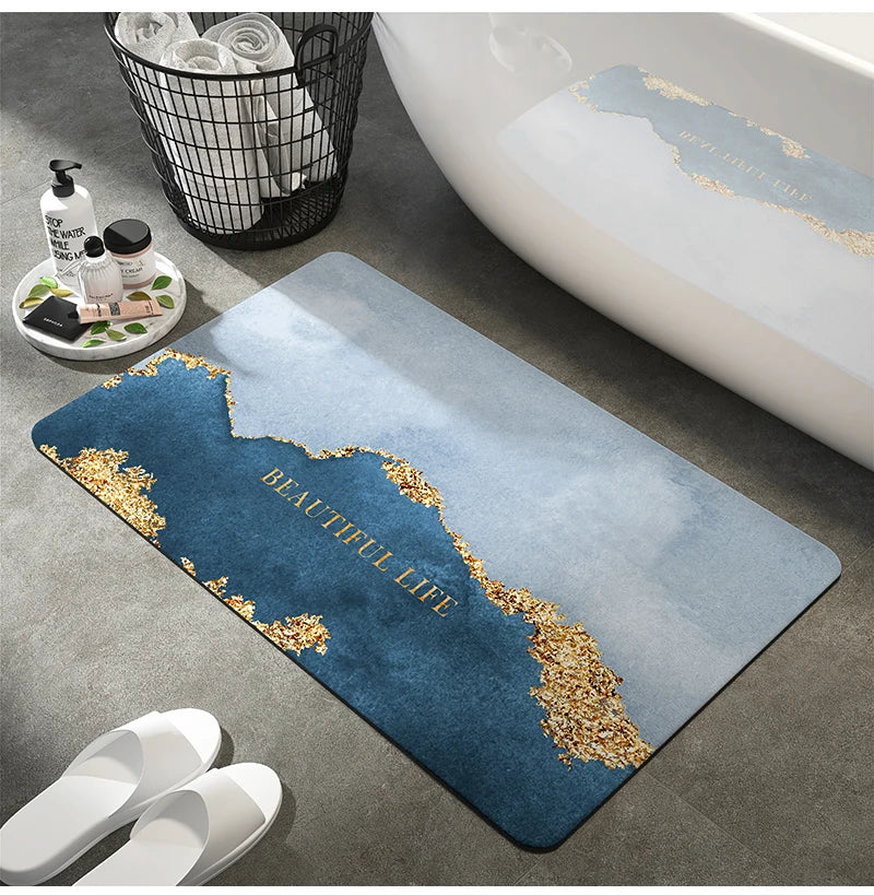 Luxury Bathroom Mats Anti Slip Shower Bath Mat Super Absorbent Quick Dry Foot Floor Mat Toilet Rug Doormat Carpet Washable