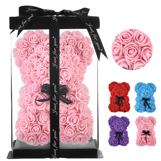 Valentine's Day Special: 25cm Rose Teddy Bear - Eternal Flower Gift with PE Foam - Romantic Valentine's Day Surprise