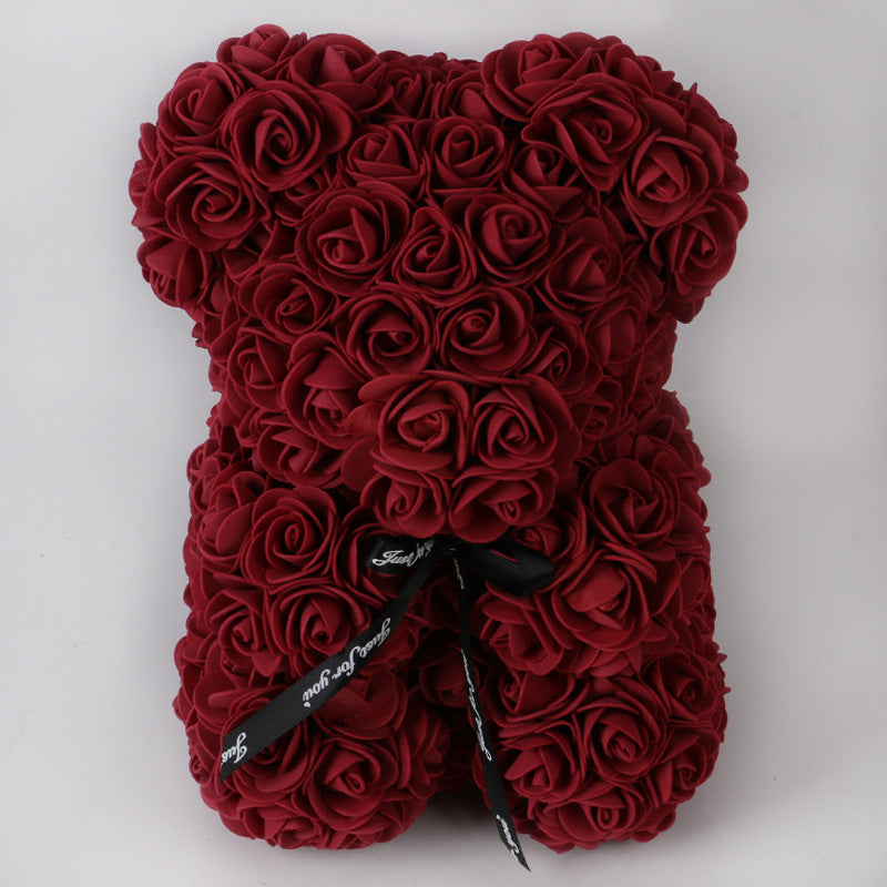 Valentine's Day Special: 25cm Rose Teddy Bear - Eternal Flower Gift with PE Foam - Romantic Valentine's Day Surprise