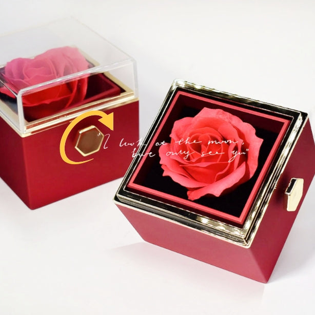 Valentine's Day Surprise: Creative Rotating Rose Jewelry Packaging Box with Soap Flower - Gift Box for Women