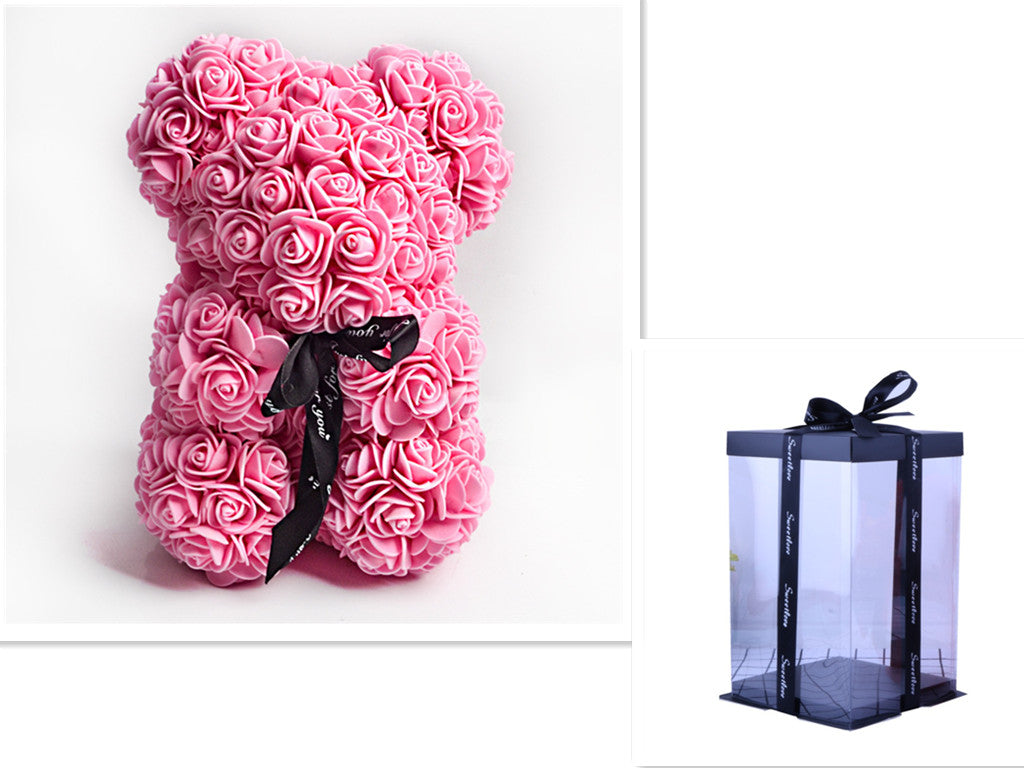 Valentine's Day Special: 25cm Rose Teddy Bear - Eternal Flower Gift with PE Foam - Romantic Valentine's Day Surprise