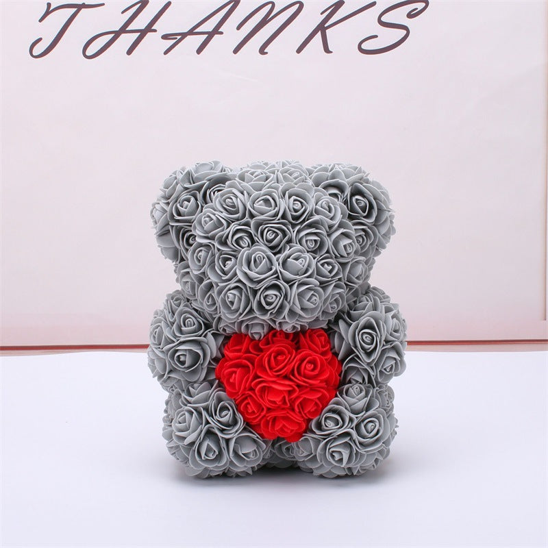 Valentine's Day Special: 25cm Rose Teddy Bear - Eternal Flower Gift with PE Foam - Romantic Valentine's Day Surprise